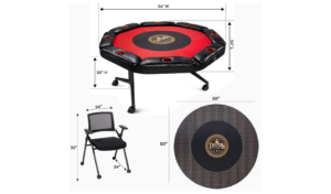 Premium Poker Table, Triton Poker Table, Vegas Style Poker Table, Casino Style Poker Table, Poker Table for 8 Players with 8 Chairs and Additional Mat