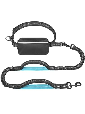 Retractable Hands Free Dog Leash with Dual Padded Handles and Durable Bungee for Medium Large Dogs